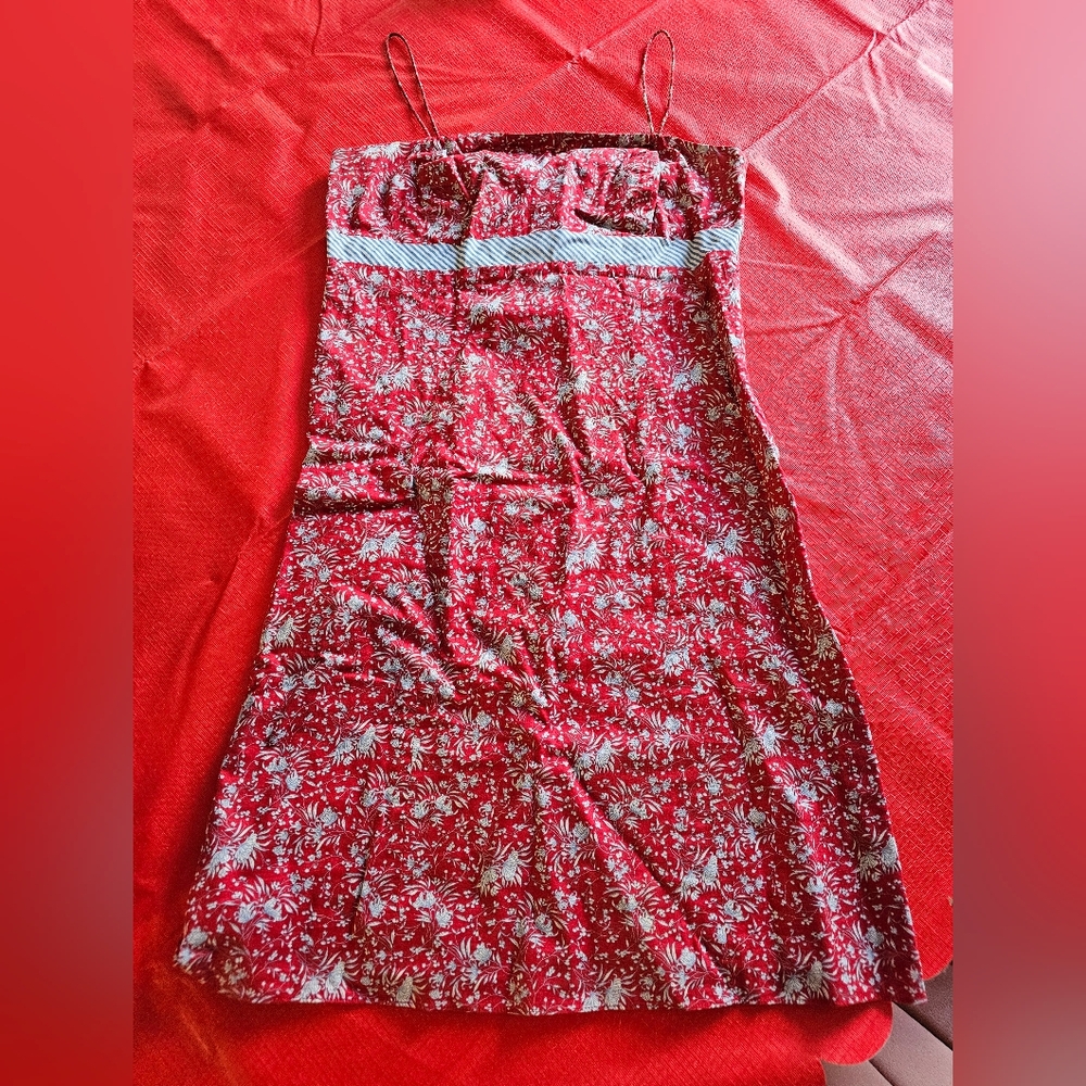 Vintage Ann Taylor Red and Blue Floral Mini Dress Size 6p